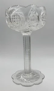 Plato de compota de vidrio prensado McKee Glass Co 8,5" EAPG 1909 Aztec Sunburst Pattern - Imagen 1 de 8