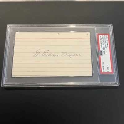Eddie Moore Signed Index Card 3x5 PSA Slabbed Graded Mint 9 Pirates Giants - Image 1 of 2