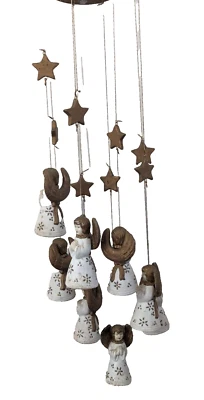 Cerámica rústica pintada a mano ángel pesado decoración casa móvil 8 ángeles Foto 1 de 4