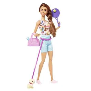 Barbie Posable Brunette Workout Doll With Puppy And Multiple Accessories - Picture 1 of 6
