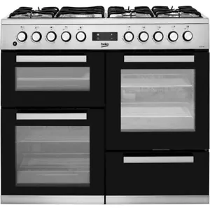 Beko KDVF100X 100cm Dual Fuel Range Cooker 7 Burners Stainless Steel A/A - Picture 1 of 10