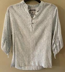 Columbia Cotton 3/4 Adjustable Sleeve 1/3 Button Front Blouse Sz M - Picture 1 of 6