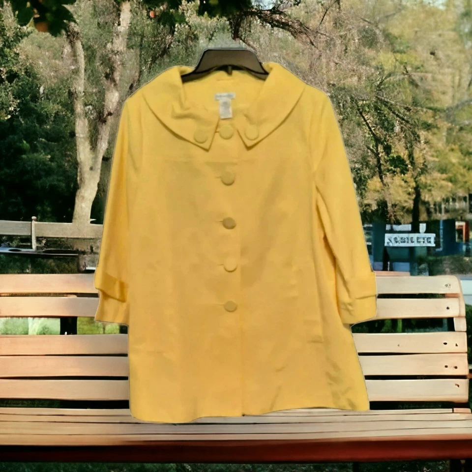 Worthington Amarillo Brillante Oversize Botón Ropa Exterior Chaqueta Mujer Grande De Colección  Foto 1 de 4