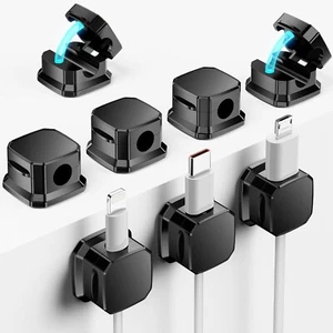 Pack de 8 organizadores de cable magnético, soporte para paquete de 8, negro - Imagen 1 de 8