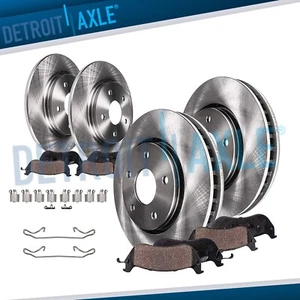 For 1999 - 2004 Jeep Grand Cherokee Front Rear Rotors Ceramic Brakes Pads Kit - Picture 1 of 8