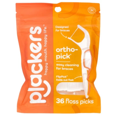 Plackers OrthoPick Floss Picks 36ct – For Braces, FlipPick & Tuffloss, UK Stock