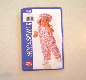 Mono y sombrero para bebé unisex sin cortar mariposa ver y coser patrón de costura #6519 - Imagen 1 de 2