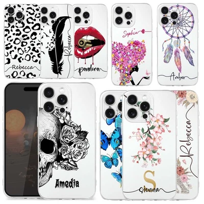 Funda de teléfono personalizada con patrón elegante para iPhone 17 16 15 Pro Max 14 13 cubierta transparente Foto 1 de 4