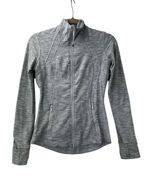 Chaqueta deportiva Lululemon para mujer talla 6 cremallera completa gris espacial blanca Foto 1 de 4
