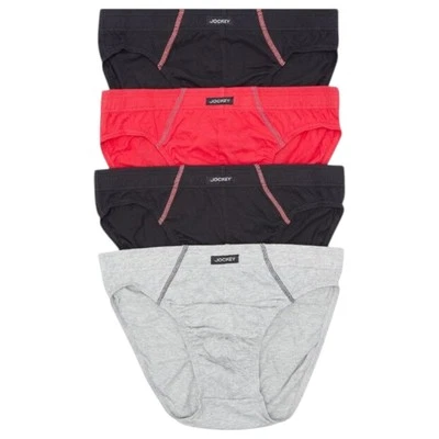 4 x Mens Jockey Cotton Briefs Black/ Grey/ Red Underwear - image 1 of 4