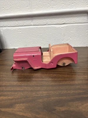 Jeep Tonka años 60 acero prensado rosa surrey para piezas Foto 1 de 4