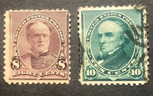 US Scott #257 como nuevo HR OG 8c & Scott #258 usado 10c. SIN Wtrmk / Envío GRATIS - Imagen 1 de 2
