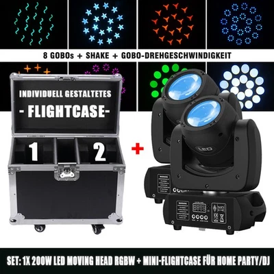 4x 200W LED Moving Head Strahler DMX 8 Gobo18 Prisma Bühnenlicht DJ Scheinwerfer - Bild 1 von 4