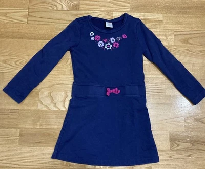 Vestido sudadera para niña Gymboree azul marino con flores magenta talla 8 usado en excelente estado Foto 1 de 3