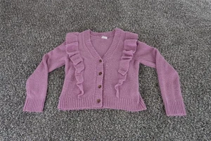 Evsie Sweater Youth XS Ruffle Button Cardigan Long Sleeve Soft Knit Lightweight - Picture 1 of 8