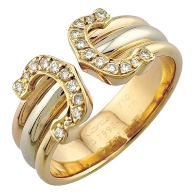 Anillo CARTIER EE. UU. 5 3/8 EU50 K18 oro amarillo K18 oro blanco diamante 2C usado Foto 1 de 4