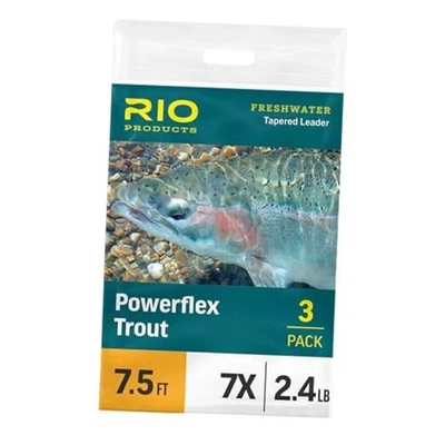  Powerflex Trout Leader 3-Pack – 7.5, 9, 12ft Fly Fishing Tapered 3X 7.5 Ft - Image 1 of 4