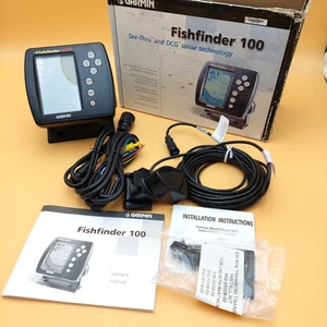 Vtg GARMIN Fishfinder 100 w/Transom Transducer See-Thru and DCG Sonar Sounder - Picture 1 of 16