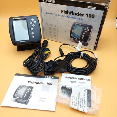 Vtg GARMIN Fishfinder 100 w/Transom Transducer See-Thru and DCG Sonar Sounder - Image 1 of 4