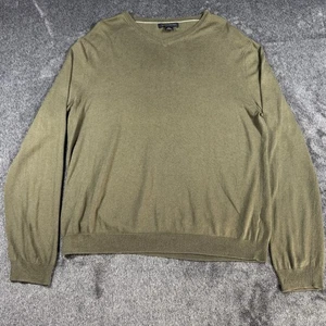 Banana Republic Sweater Mens Large Green Silk Cotton Cashmere Blend V-Neck Soft - Picture 1 of 10