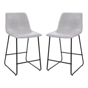 Flash Furniture LeatherSoft Counter Height Stools Light Gray 2-Pieces - Picture 1 of 9