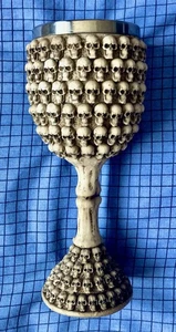 Totenköpfe Vampir Gothic Kelch Kelch Weinharz & Edelstahl Getränkehalter - Bild 1 von 2