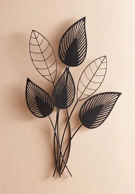Metall Wandbild Blätter schwarz 55x84 cm, Wand Deko Schmuck Bild Objekt - Bild 1 von 4