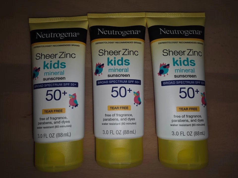 Protector solar mineral para niños Neutrogena Sheer Zinc FPS 50+ - 3 oz ea - Paquete de 3 - 10/25 Foto 1 de 1