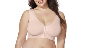 JUST MY SIZE womens Pure Comfort Front Close Wirefree Mj1274 Bra, Sandshell, ... - Picture 1 of 8