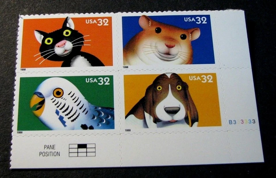 US Stamp Scott# 3234a Bright Eyes  MNH  Blk of 4 W/P# 1998 (see note) BKL15 - Image 1 of 2