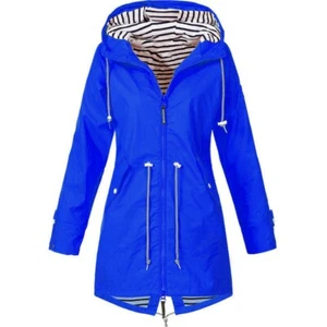 Plus Size Womens Waterproof Raincoat Ladies Outdoor Wind Rain Forest Jacket Coat - Picture 1 of 15