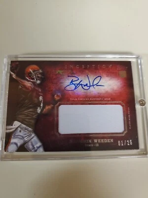 2012 Topps Inception Brandon Weeden Autographed Rookie patch card  01/ 25 - Image 1 of 2