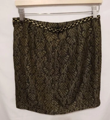 Minifalda Naf Naf Talla 38 EE. UU. 6 Negra Dorada Metálica Cremallera Lateral Forrada Formal Foto 1 de 4