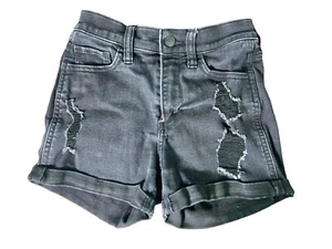 Hollister Corto Morbido Elasticizzato Vita Alta 3" Junior 0 W24 Nero Polsini Anticato - Foto 1 di 11