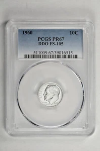 1960 10C Proof Silver Roosevelt Dime PCGS PR 67 DDO FS-105 - Picture 1 of 2