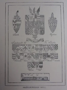 HAZELBOROUGH HALL Derbyshire 1899 Impresión SCARSDALE CIEN Old Halls & Manors - Imagen 1 de 2