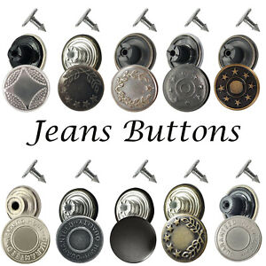 Jeans Buttons Denim Replacement for DIY Trousers Jacket and Coats Handbags 17mm