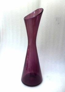 SCANDINAVIAN MID-CENTURY DANISH HOLMEGAARD MODERNIST PURPLE ART GLASS VASE - Picture 1 of 8