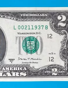 February 1, 1937 / 2 January 1937 L 00211937 B BIRTHDAY Note $2 Two Dollar Bill - Picture 1 of 3
