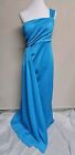 NWT MISS ORD Women's Maxi Dress One Shoulder Blue Color Stretch Split.Size XL