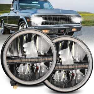 Par de faros LED redondos Halo 7" bombillas Hi/Lo para Chevy C10 C20 C30 G10 G20 K10 - Imagen 1 de 12