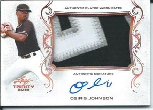 2018 Leaf Trinity Baseball OSIRIS JOHNSON #PA-OJ1 Worn Patch Autograph On Card
