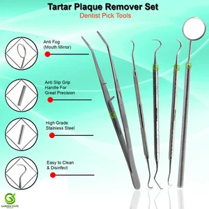Dental Cleaning Kit Calculus & Plaque Remover Probes Dentist & Home Use Tools - Picture 1 of 6