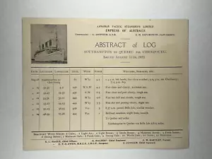 1933 Empress of Australia registro astratto - Canadian Pacific Line - Foto 1 di 2