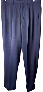 Claiborne Men's Dress Pants 36X32 Black Pleated Front Straight Polyester Blend - Picture 1 of 12
