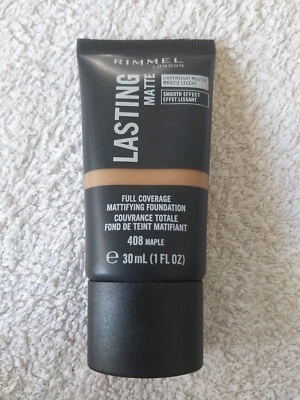 Rimmel Lasting Matte Full Coverage Foundation 408 Maple New Unused. Free P&P  - Image 1 of 4