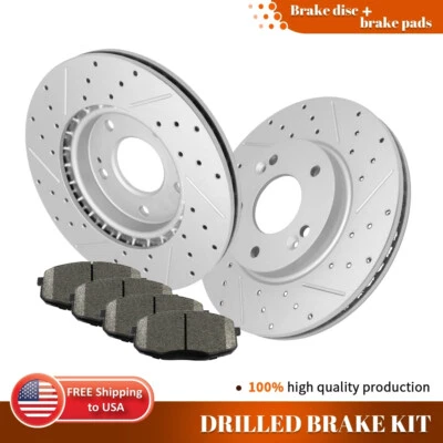 Rotores delanteros perforados y ranurados + pastillas de freno de cerámica para Kia Soul 2014 2015 2016 Foto 1 de 4