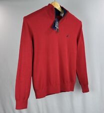 NAUTICA Sweater Men's Large 1/4 Zip Red Soft Stretch NAVTECH Temp Control NWT