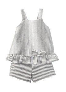Isobella & Chloe Shorts and Top Set 2PC Gray Stripe Knit - Picture 1 of 3