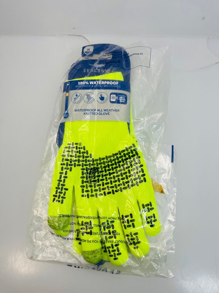 Sealskinz Waterproof All Weather Ultra Grip Knitted Glove in Neon Size M
